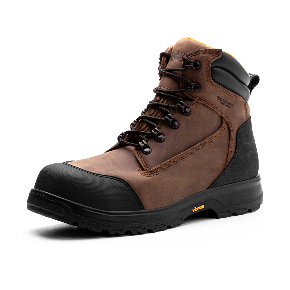 MWORK 6" Safety Work Boots For Men Waterproof ASTM F2413-18 Composite Toe Puncture Proof EH Rated Non Slip YKK Zipper Side Industrial & Construction Chairman MW2302-13 Brown