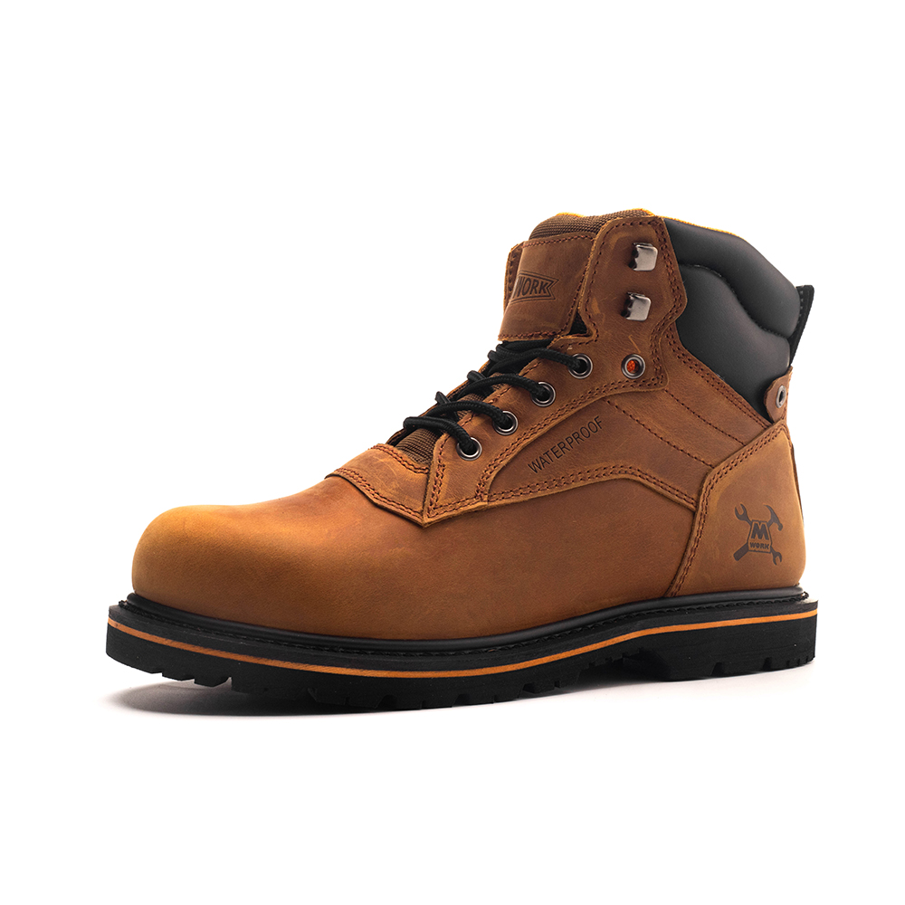 MWORK 6" Work Boots For Men Soft Toe Waterproof ASTM F2892-18 EH Rated Non Slip Construction& Industrial BaldRock MW2005-02 Golden Brown
