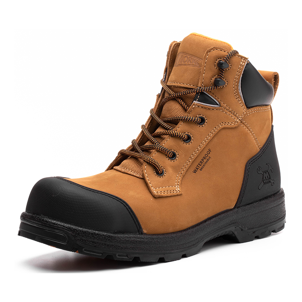 MWORK 6" Safety Work Boots For Men Waterproof ASTM F2413-18 Composite Toe Puncture Proof EH Non Slip No Metal Industrial & Construction MW0001-12 LT. Brown