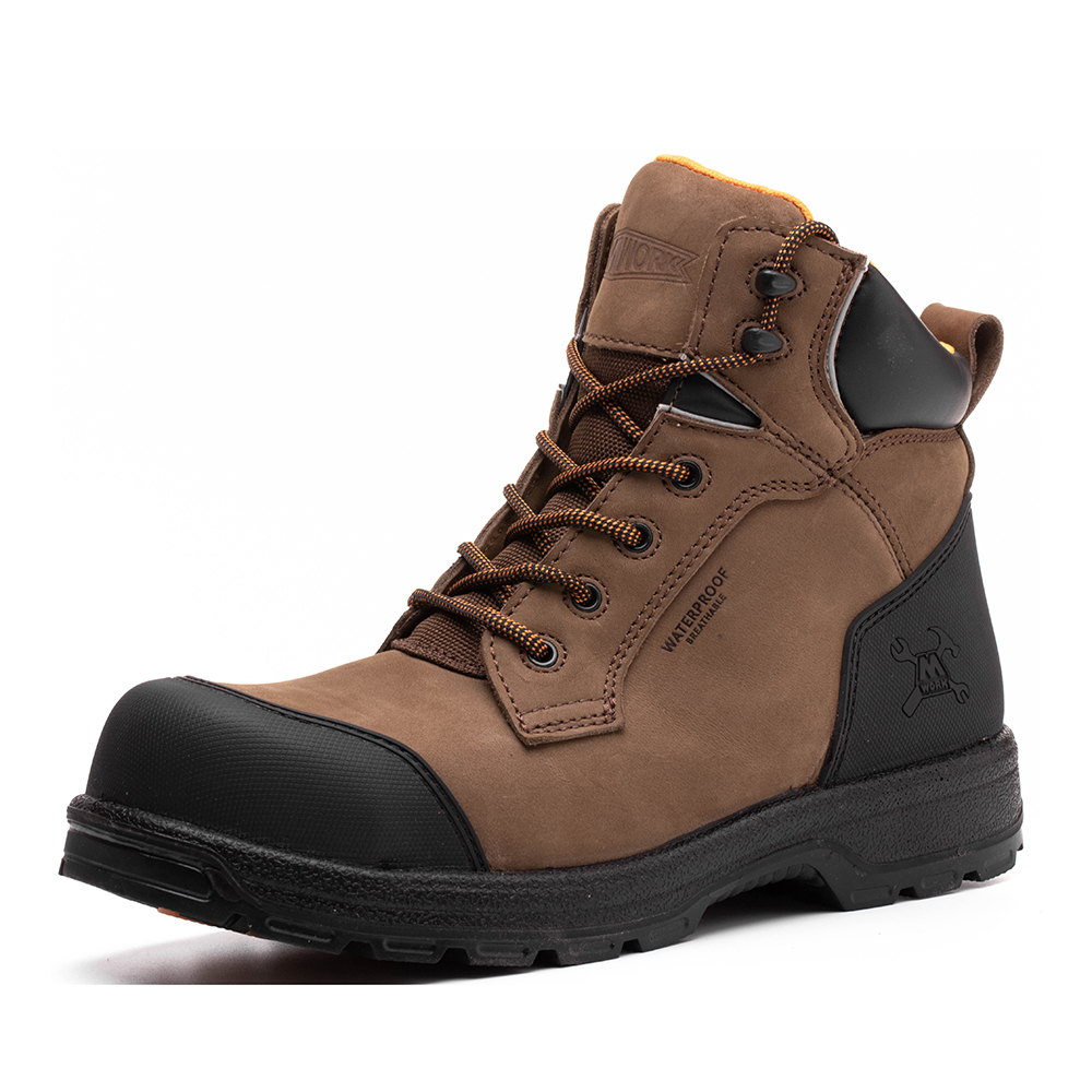 MWORK 6" Safety Work Boots For Men Waterproof ASTM F2413-18 Composite Toe Puncture Proof EH Non Slip No Metal Industrial & Construction MW0001-13 Brown